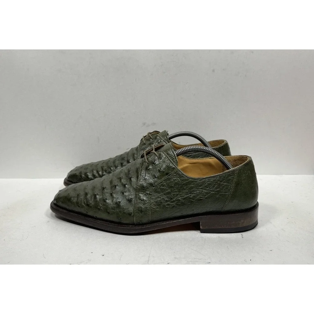 Dolce Vita Made in Italy Green Ostrich Handmade Dress Shoe Men's Size 10.5‎